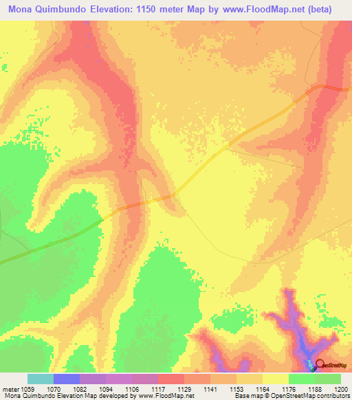 Mona Quimbundo,Angola Elevation Map