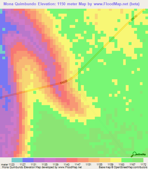 Mona Quimbundo,Angola Elevation Map