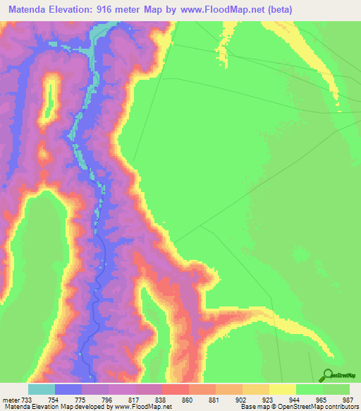 Matenda,Angola Elevation Map