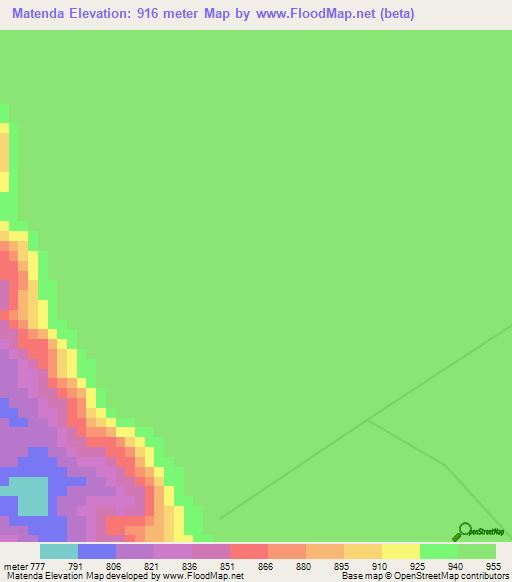 Matenda,Angola Elevation Map