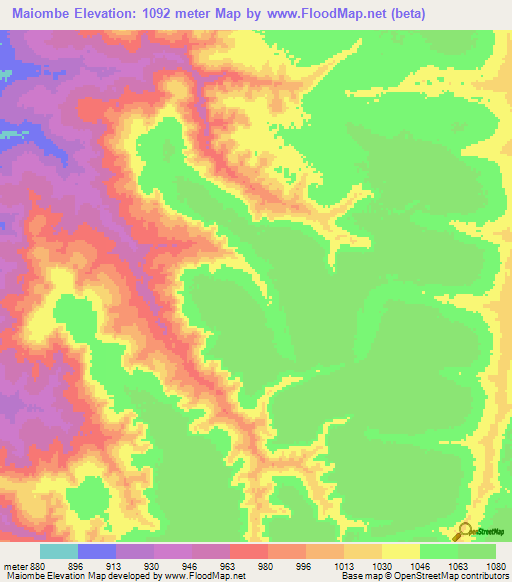 Maiombe,Angola Elevation Map