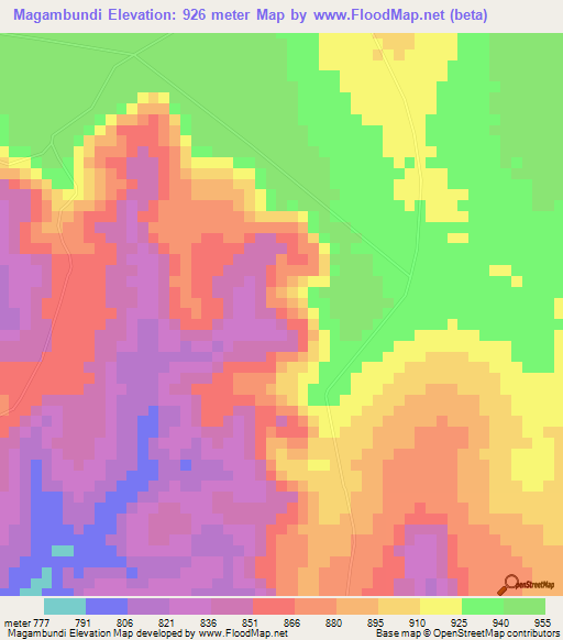 Magambundi,Angola Elevation Map