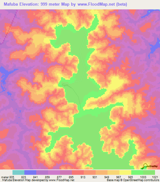 Mafuba,Angola Elevation Map