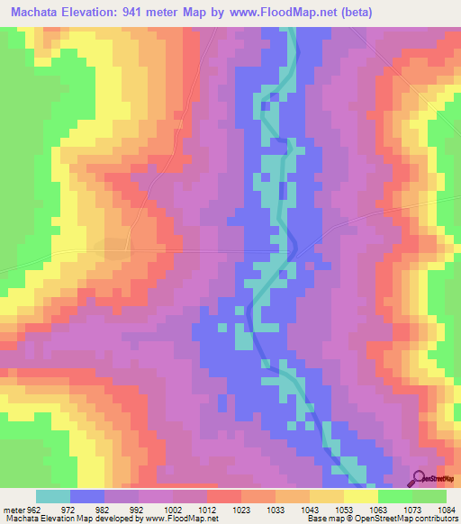 Machata,Angola Elevation Map