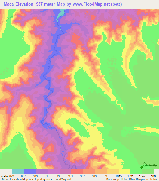 Maca,Angola Elevation Map