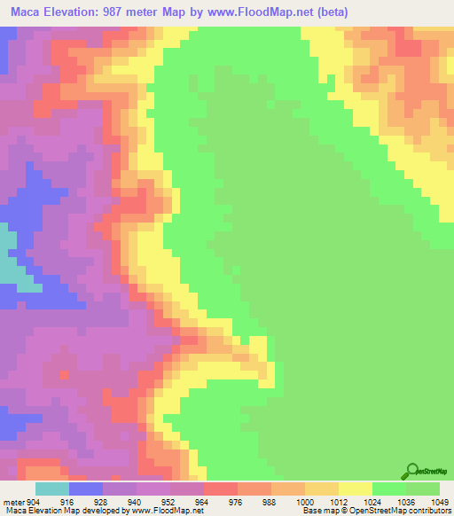 Maca,Angola Elevation Map