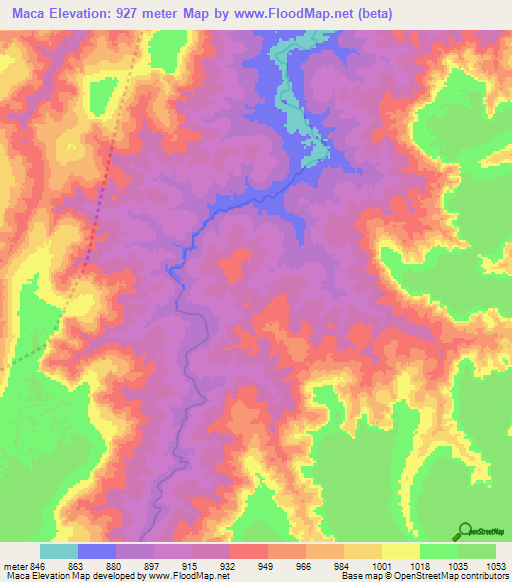 Maca,Angola Elevation Map