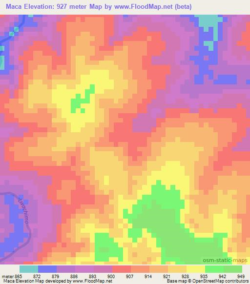 Maca,Angola Elevation Map