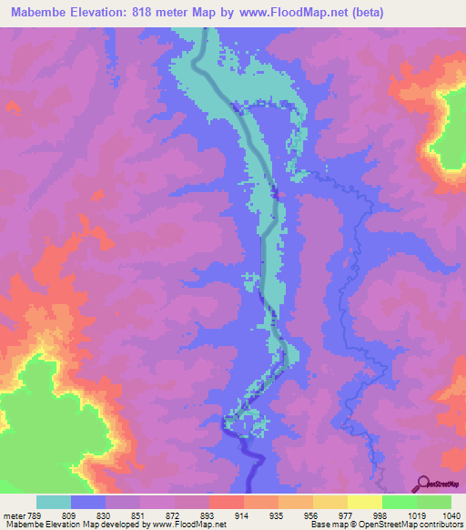 Mabembe,Angola Elevation Map