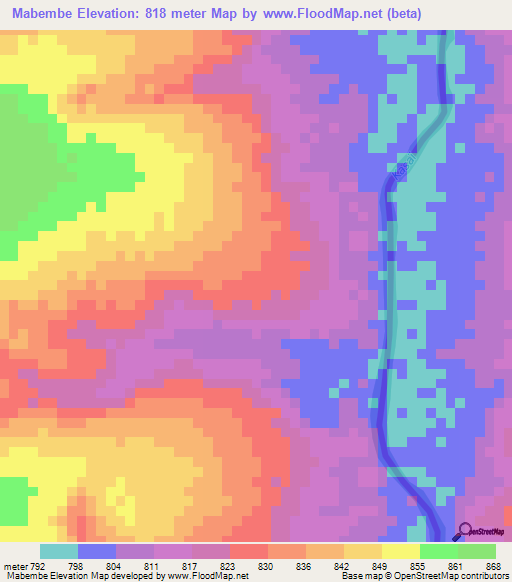 Mabembe,Angola Elevation Map