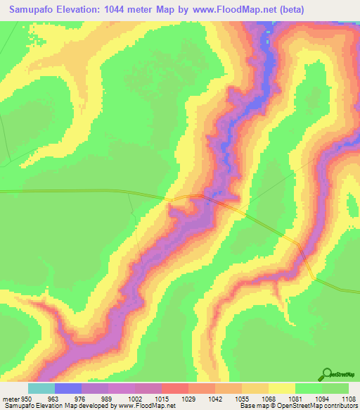 Samupafo,Angola Elevation Map