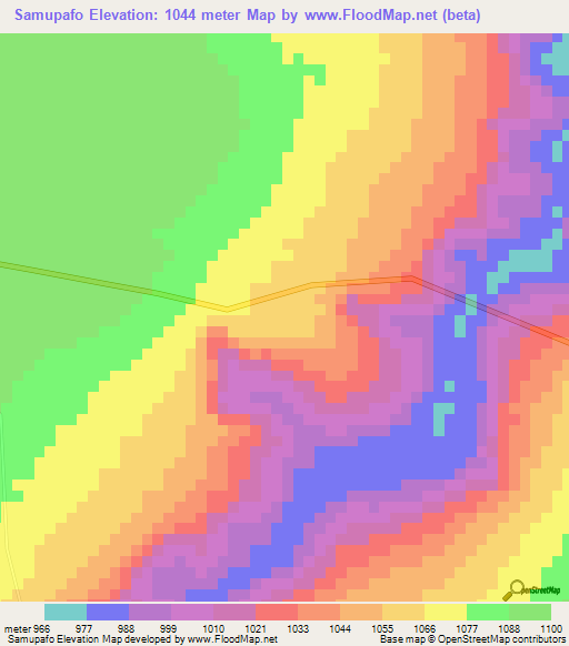 Samupafo,Angola Elevation Map