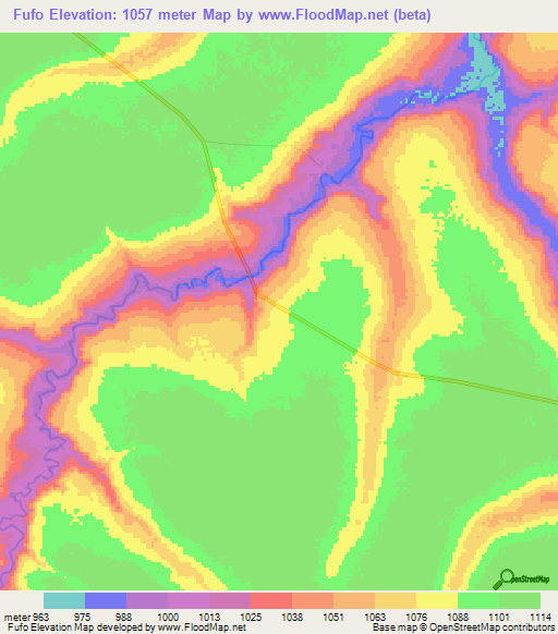 Fufo,Angola Elevation Map