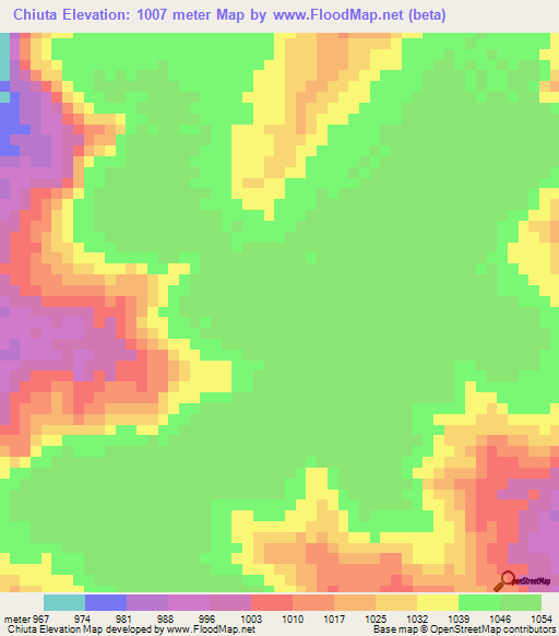 Chiuta,Angola Elevation Map