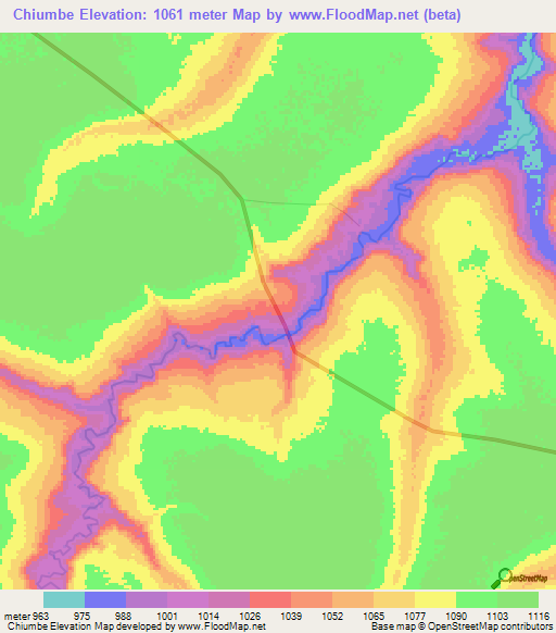 Chiumbe,Angola Elevation Map