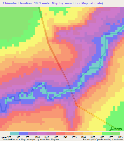 Chiumbe,Angola Elevation Map