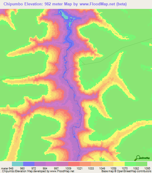 Chipumbo,Angola Elevation Map