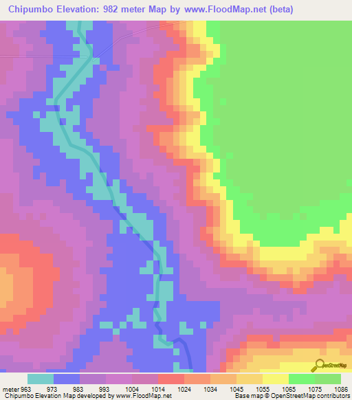 Chipumbo,Angola Elevation Map