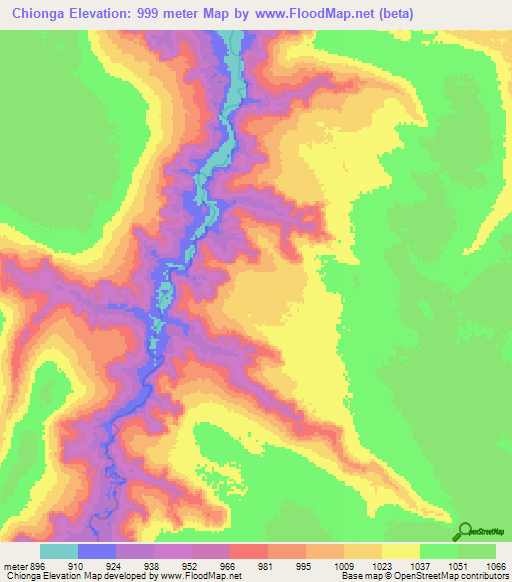 Chionga,Angola Elevation Map