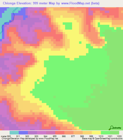 Chionga,Angola Elevation Map