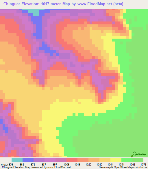 Chinguar,Angola Elevation Map