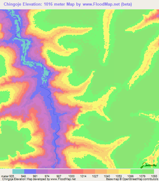 Chingoje,Angola Elevation Map