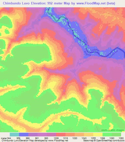 Chimbundo Luvo,Angola Elevation Map