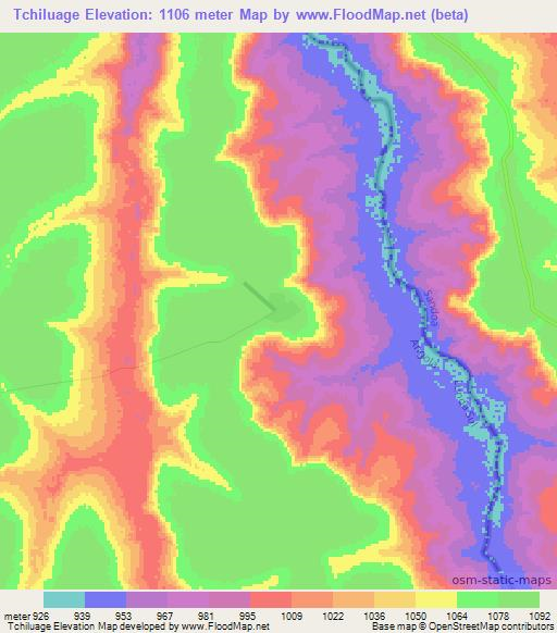 Tchiluage,Angola Elevation Map