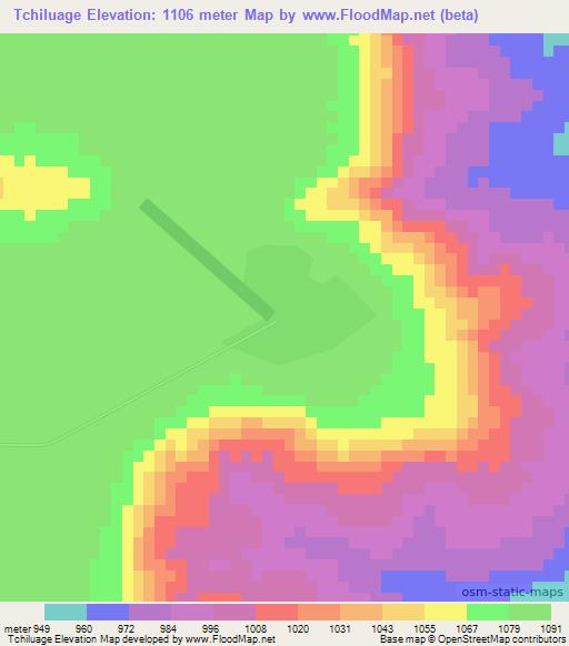 Tchiluage,Angola Elevation Map