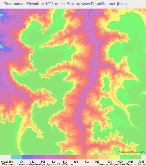 Chamuanvo,Angola Elevation Map