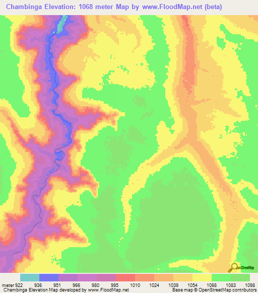 Chambinga,Angola Elevation Map