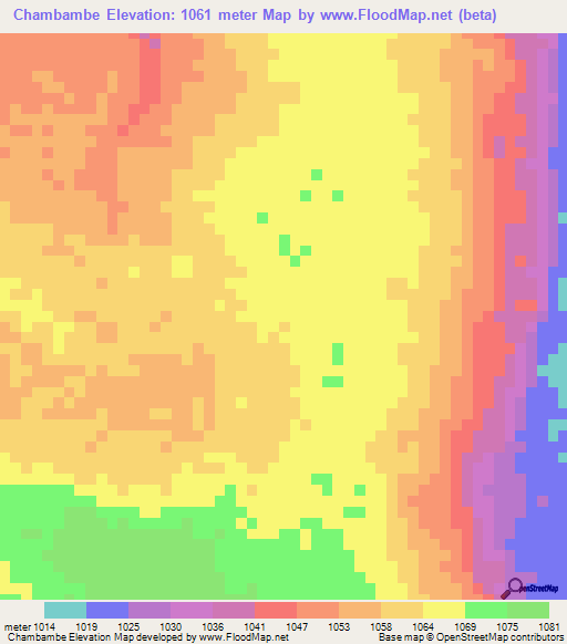 Chambambe,Angola Elevation Map