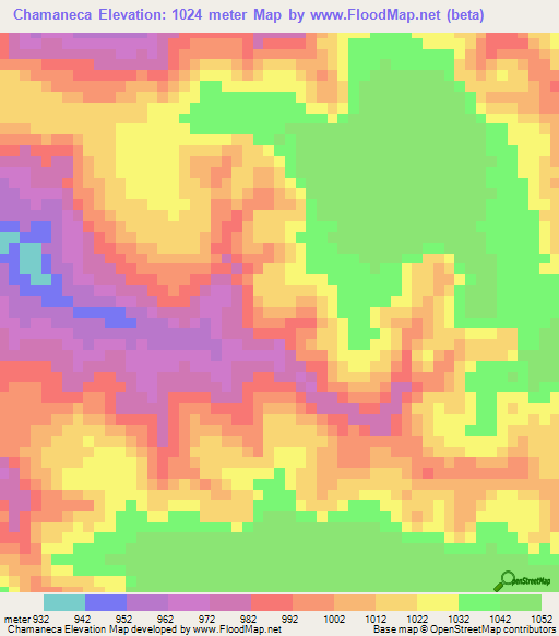 Chamaneca,Angola Elevation Map