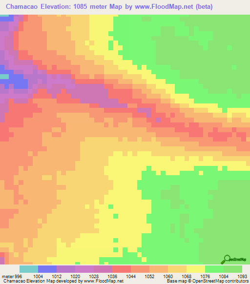 Chamacao,Angola Elevation Map