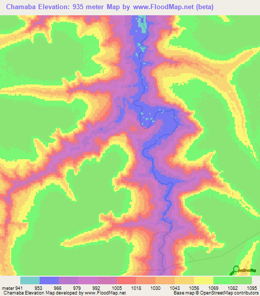 Chamaba,Angola Elevation Map