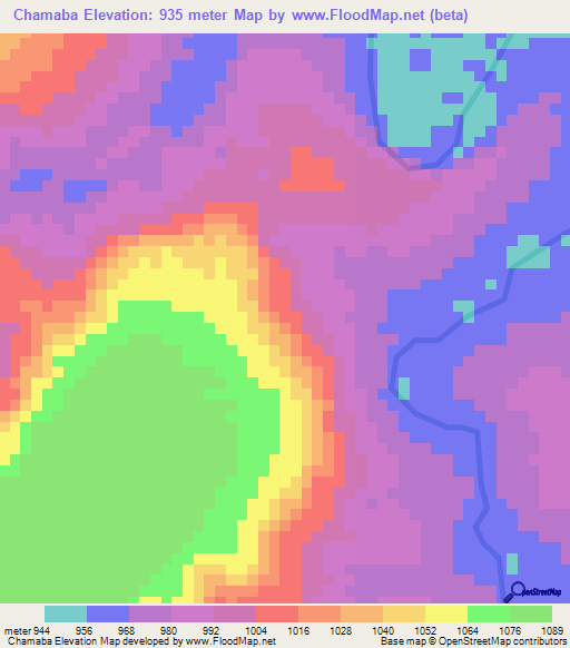 Chamaba,Angola Elevation Map