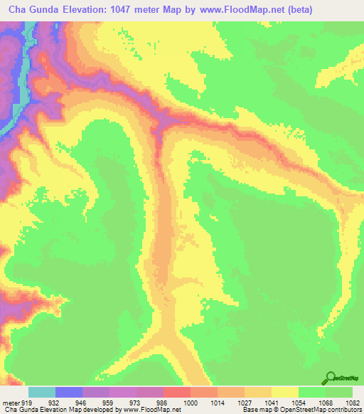 Cha Gunda,Angola Elevation Map