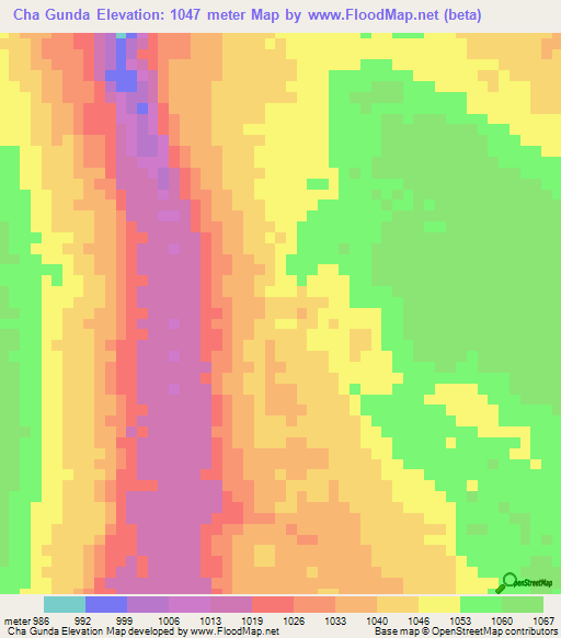 Cha Gunda,Angola Elevation Map