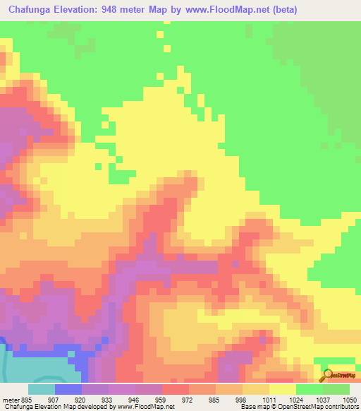 Chafunga,Angola Elevation Map