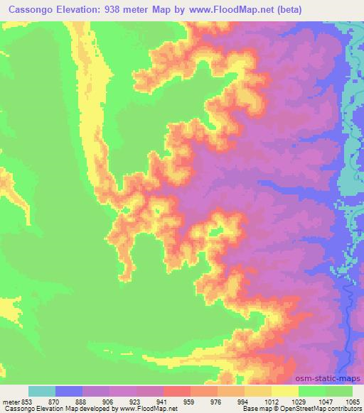 Cassongo,Angola Elevation Map