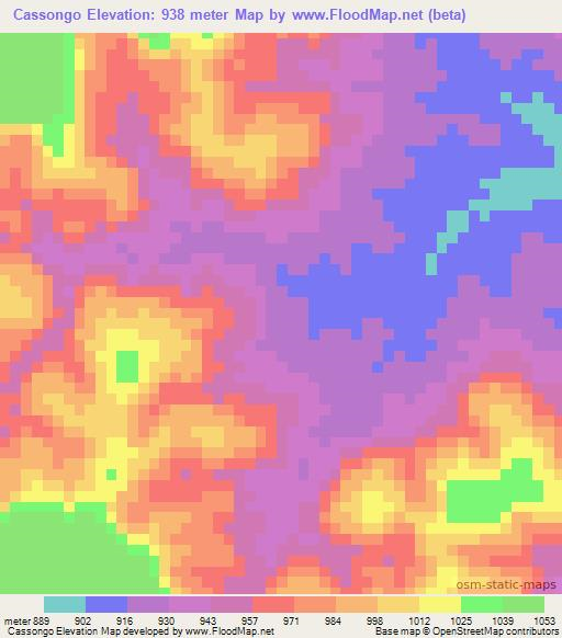 Cassongo,Angola Elevation Map