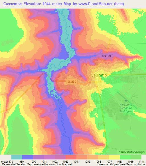 Cassembe,Angola Elevation Map