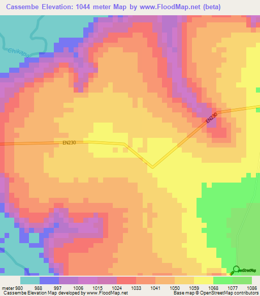 Cassembe,Angola Elevation Map