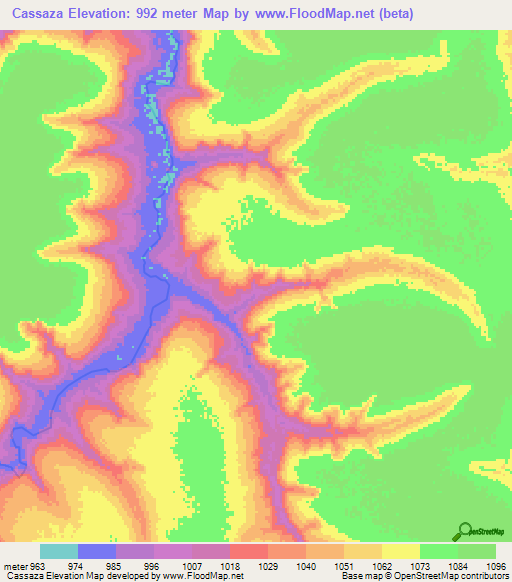 Cassaza,Angola Elevation Map