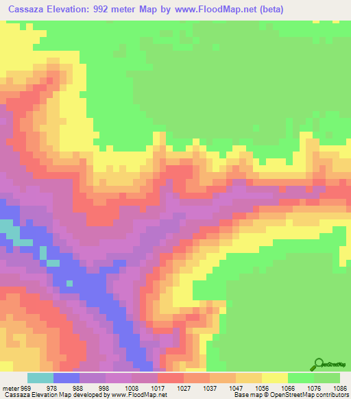 Cassaza,Angola Elevation Map