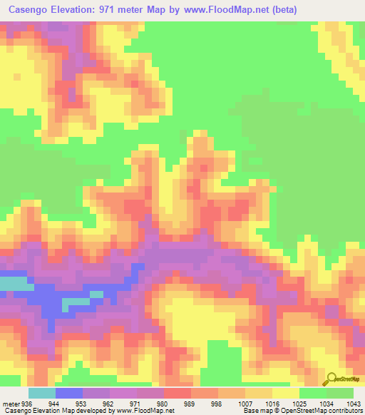 Casengo,Angola Elevation Map