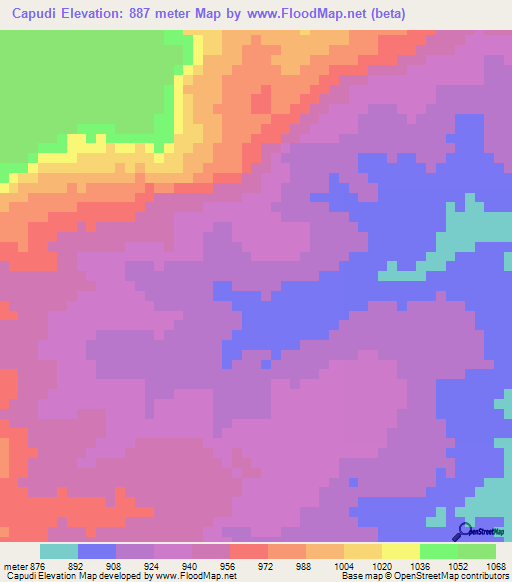 Capudi,Angola Elevation Map