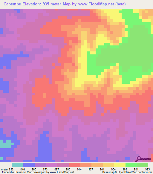 Capembe,Angola Elevation Map