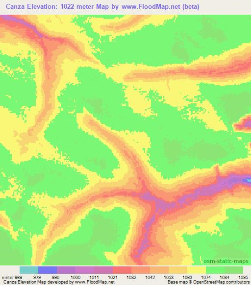 Canza,Angola Elevation Map