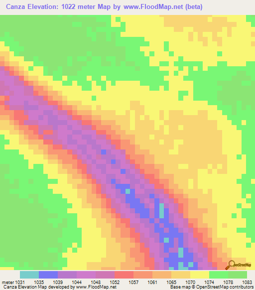 Canza,Angola Elevation Map